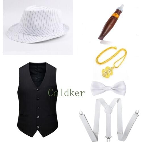 1920s Manhattan Mens Costume Accessories Gatsby Gangster Retro Set M-6XL Party Costumes