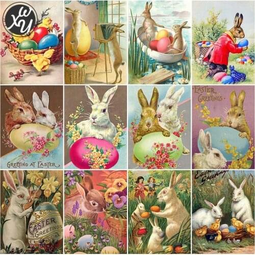 Cute Rabbit Diamond Art Kits for Adults Easter Bunny Full Diamond Embroidery Diamond Mosaic Diamond Painting for Home Decoration