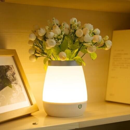 Free shipping Romantic flower wase desk lamp Creative bedside aiming Night lamps Touch gift lights Fashion living room USB lamps