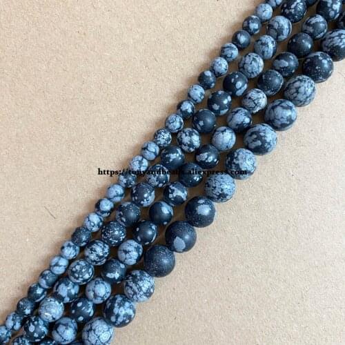 Natural Stone Matte Snow Flake Jasper Round Loose Beads 15" Strand 4 6 8 10 12MM Pick Size For Jewelry Making DIY
