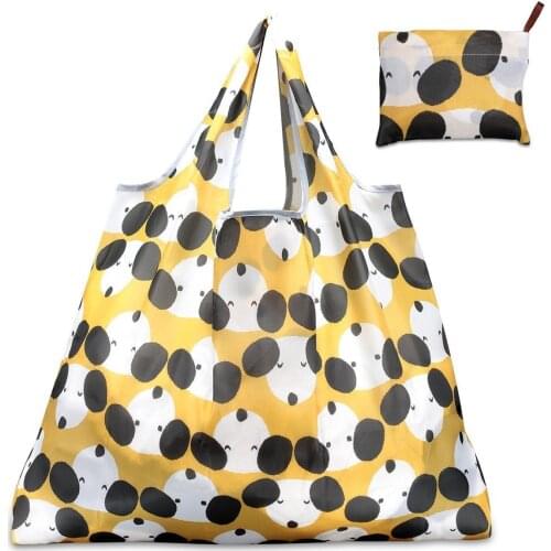 2019 New Foldable Handy Shopping Bag Reusable Cartoon Dog Tote Pouch Recycle Storage Handbags Home Storage Organization Bag
