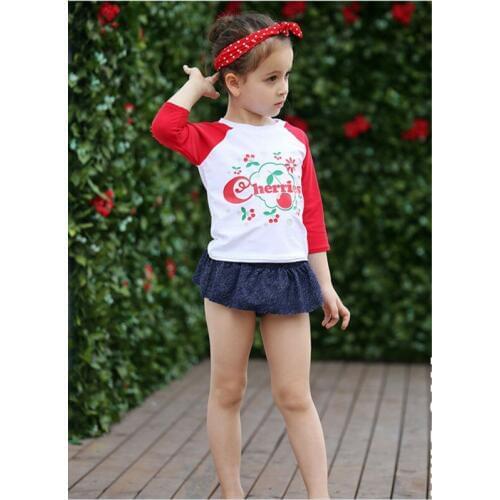 2020 New Summer Girls Cute Swimwear Long Sleeved Swimsuit Kids Sunscreen Swimming Suit Children Bathing Quick Drying