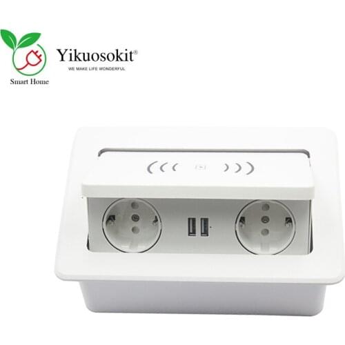 Office Conference Desktop Damping Pop Up Sockets With 2 AC Power Outlets and Dual USB Charging Port Fast Wireless Charger