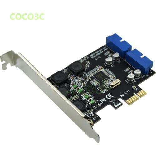 PCI-e 2 ports 19pin USB header card PCI express to Dual 20 Pin USB 3.0 Male ports Controller Card Supports Low Profile Bracket