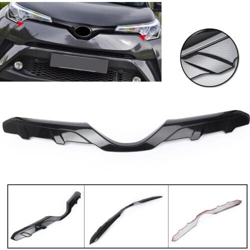 Car Front Grill Upper Grille Guard Trim Cover For Toyota CHR C-HR 2016 2017 2018 Carbon Fiber Style
