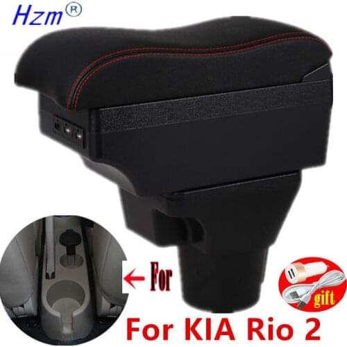 For KIA Rio 2 armrest box For KIA Rio2 2006 2007 2008 2009 2010 2011 Curved car armrest box accessories interior Storage USB box