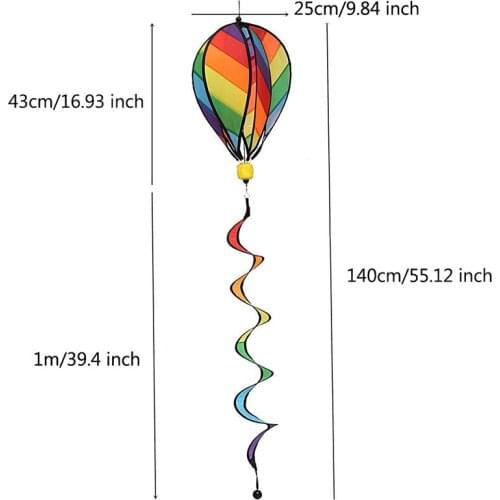X7AB Rainbow Stripe Windsock Hot Air Balloon Wind Spinner Outdoor Garden Yard Decor
