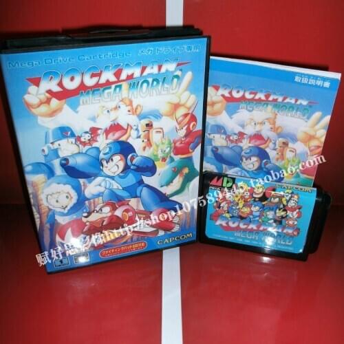 Sega MD game - Rockman mega world with Box and Manual for 16 bit Sega MD game Cartridge Megadrive Genesis system