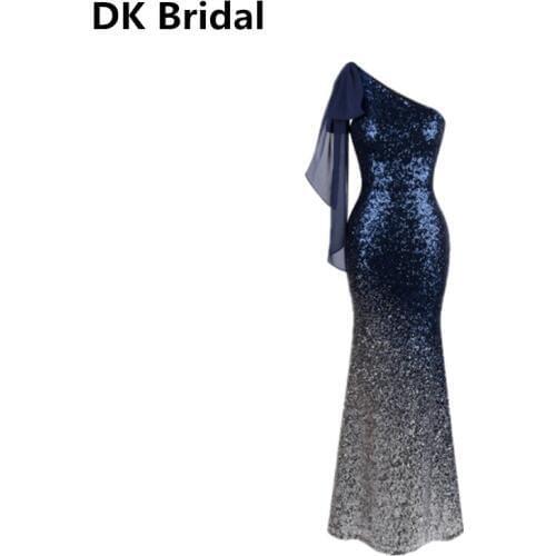 Sexy Luxury 2019 Formal Long Evening Dress Vintage Twinkling Sequin Gradient Mermaid Dresses Floor-Length Prom Dresses