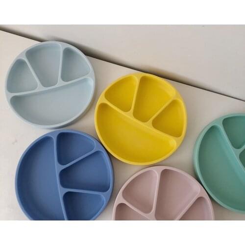 MILANCEL 2021 Baby Bibs Silicone Tableware Non-slip Dinner Plate Solid Division Dinnerware With Cover