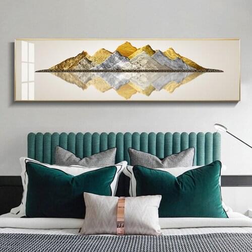Modern Golden Mountain Poster Big Size Canvas Painting Landscape Prints Wall Picture for Living Room Home Decor No Frame Cuadros