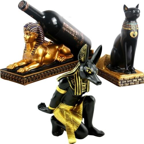 Ancient Egypt Anubis God Wine Holder Cat God Sphinx Candle Holder Wine Holder Bar shelf Decor wine rack creative gift CL102404