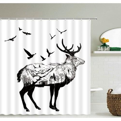 Creativity Zebra Giraffe Tiger Deer Shower Curtain Waterproof Polyester Fabric Personality Bath Curtains Bathroom with Hooks