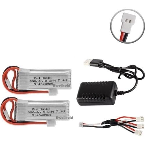 WLtoys F959 XK DHC-2 A600 A700 A800 A430 2.22Wh RC Drone Spare Parts 7.4V 300mAh LiPo Battery with Charger case