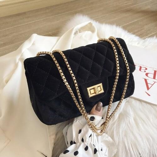 Black Bags for Women Chain Crossbody Bag 2021 Winter Diamond Lattice Shoulder Bag Female Leather Plaid Shopper Handbags Sac