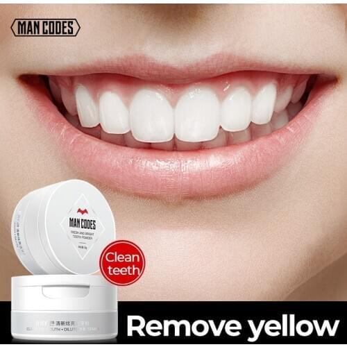 MANCODES 50g Teeth Whitening Powder Herbal Safe Fresh Dazzle Teeth Brighten Smoke Coffee Tea Stain Remove Toothpaste Tooth Care