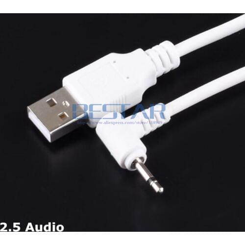 1m USB Jack Plug Aux 2.5mm Mono Audio cable 2.5USB USB 2.5 mm jack USB 2.0 to DC 2.5mm 90 Degree elbow 2A charging cable