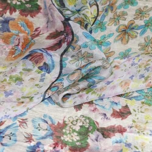 1 meter X 1.35 meter Retro Floral Silk Chiffon Gauze Fabric Patchwork Dress Scarf Material