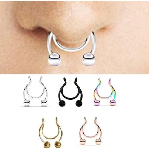 1Pcs Steel Nose Ring Nose Clip Septum Nose Piercing Nasal Ring Jewelry