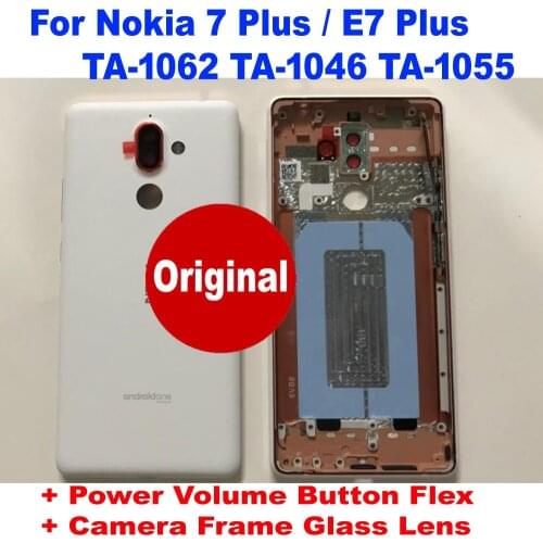100% Original New Lid For Nokia 7 plus E7 Plus TA-1062 TA-1046 TA-1055 Rear Case Back Door Housing Battery Cover + Camera lens