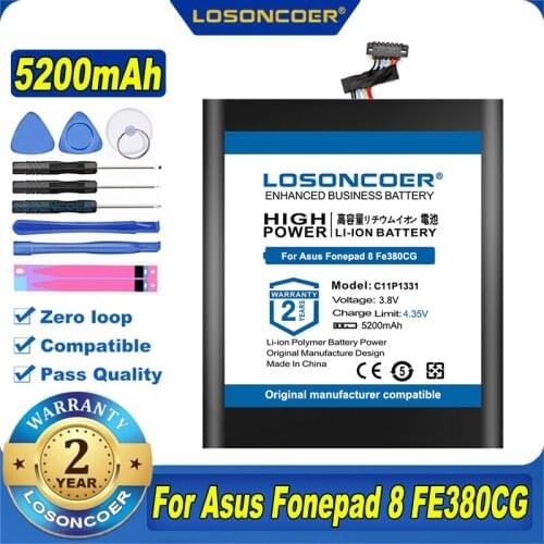100% Original LOSONCOER NEW 5200mAh C11P1331 Battery For Asus Fonepad 8 FE380CG C11P1331 Tablet PC