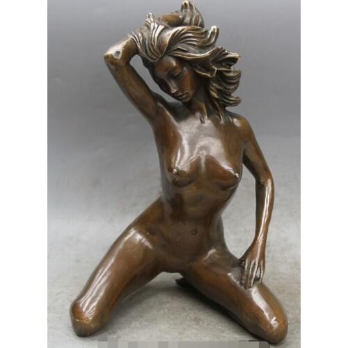 11" China Chinese West Copper Naked Sexy Belle Girl Beauty Lady Statue Sculpture R0710 Discount 35