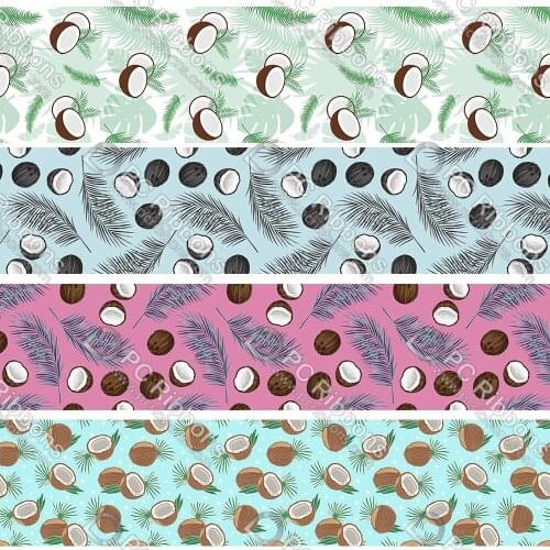 16-75MM Cartoon Coconut Printed Grosgrain&Satin&16MM Foe Ribbon DIY Handmade Materials Wedding Gift Wrap Tape 50yards