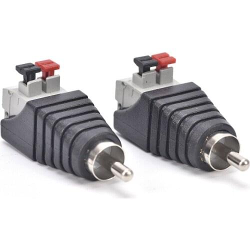 2pcs Speaker Wire Cable to Audio Male Cable Professional Jack Press Plug RCA Connector Adapter Cable