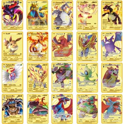 2021 Pokemon Cards Charizard Metal Card PIKACHU Charizard Golden Vmax Card Collection Gift Kids Game Collection Cards