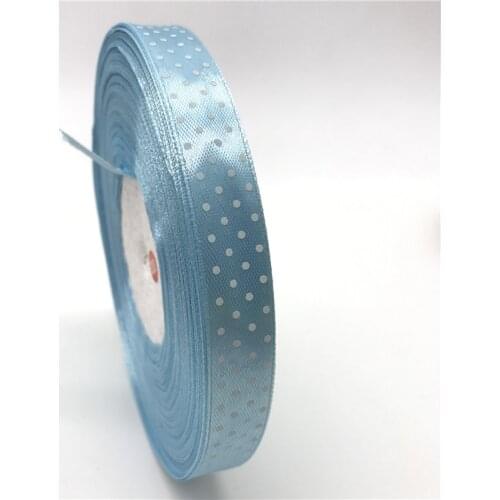 5Yards/lot 5/8" 15mm Light blue Printing Polka Dot Satin Ribbon Hair Bow Party Christmas Wedding Decoration DIY Sewing Craft