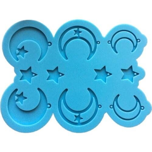 97QE DIY Crafts Moon Star Earring Epoxy Resin Mold Keychain Pendant Silicone Mould