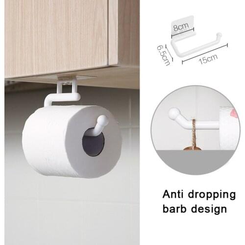 ABS Kitchen Paper Roll Holder Towel Hanger Rack Bar Cabinet Rag Hanging Holder Bathroom Organizer Shelf D1