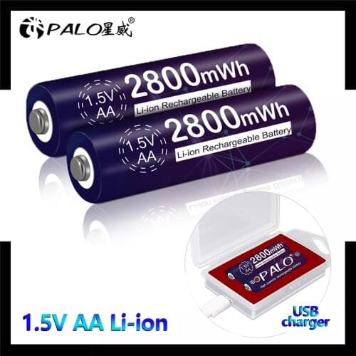 PALO 1.5V AA Li-ion Rechargeable Battery AA 1.5V Lithium AA battery Li-ion rechargeable AA batteries for Flashlight Headlamp toy