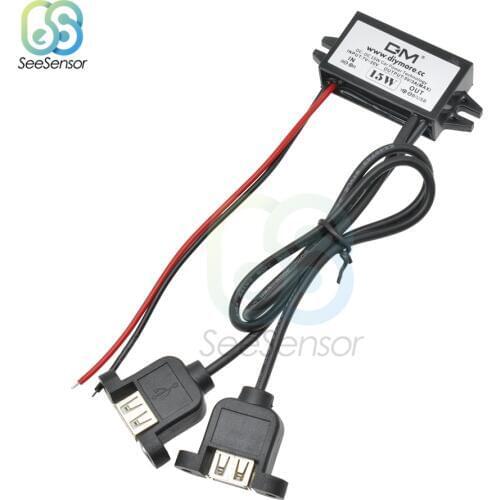 DC/DC 12V to 5V 3A 15W Car Power Buck Converter Regulator Dual USB Step Down Voltage Power Supply Output Adapter Low Heat