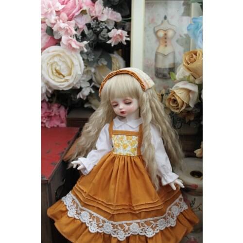 BJD doll clothes suitable for 1-3 1-4 1-6 size pastoral retro orange suit doll accessories