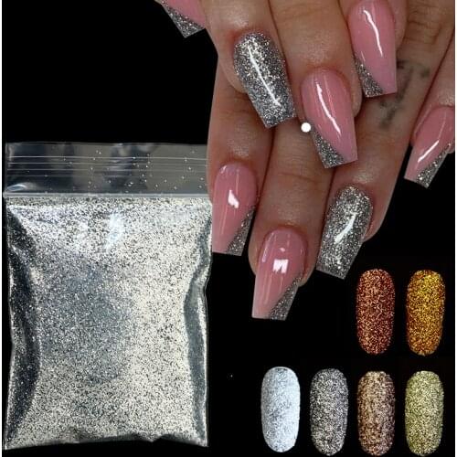 10g Gold Silver Shiny Nail Art Glitter Powder Flakes Dust Sparkly Chrome Pigment Polish Manicure Nail Art Decorations