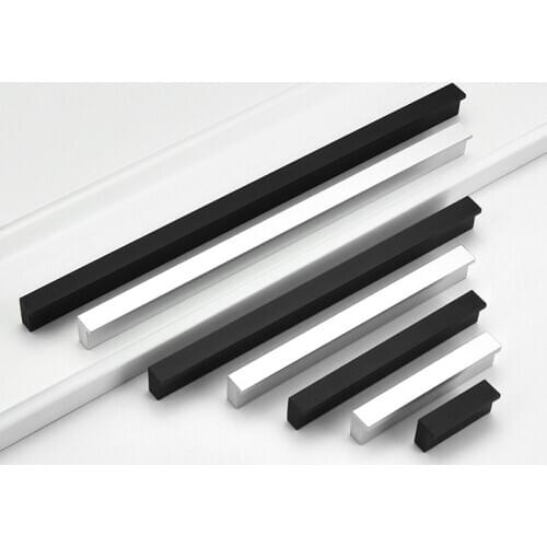 Black Silver Hidden Cabinet Handles Aluminum alloy Kitchen Cupboard Pulls Drawer Knobs Bedroom Door Furniture Handle Hardware