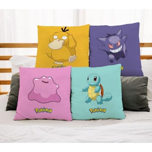 Pokemon Pillowcase Plush Toys Pikachu Psyduck Cushion Cover Sofa Car Home Plush Cover Childrencartoon Print Toys Holiday Gifts