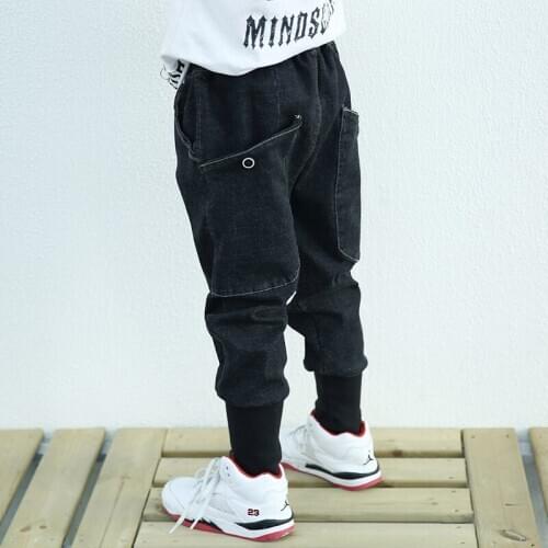 Boys Pants Spring Denim Trousers for Teenage Cowboy Baby Boy Clothes Toddler Big Pocket Trousers Elastic Waist Kid Autumn Pants