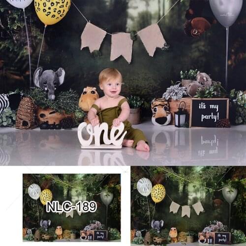 Jungle Safari Party Backdrop Newborn Cake Smash Birthday Decor Animal Wild One Baby Shower Photography Background Photo Studio