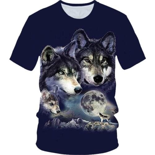 Brand moon Wolf T shirts Men Women Clothing Jungle T-Shirt Tops Clothes 3d print Tops Tees Hip hop Tops animal clothes tshirt