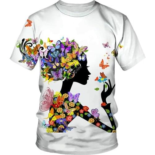 2021 men and women couple butterfly 3D printed top T-shirt, summer fashion casual street Harajuku clothing