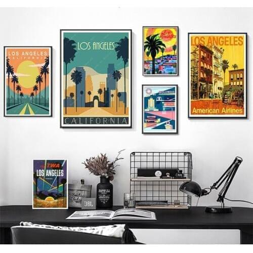 California Los Angeles America Summer Holiday Travel Canvas Painting Vintage Posters Wall Stickers Home Decor