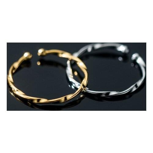 MloveAcc Real 925 Sterling Silver Simple Twisted Finger Ring for Women 925 Silver Girls Finger Accessory