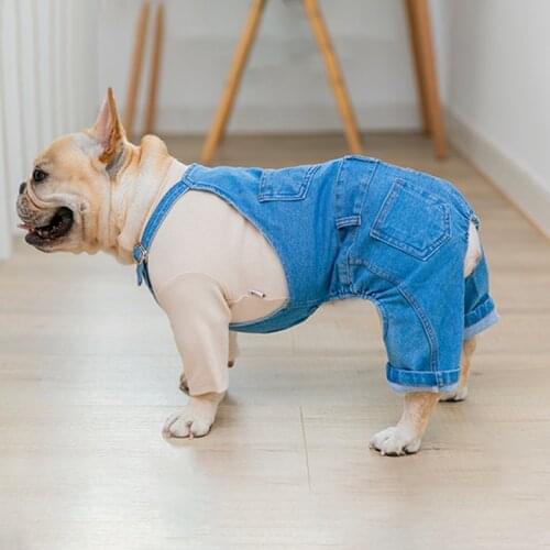 Fashion Dog Clothes For Dogs Jumpsuits Denim Dog Rompers Pet Clothes Adjustable French Bulldog Clothing For Dogs Pets Ropa Perro