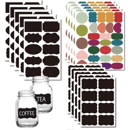 Colorful Chalkboard Labels Stickers with Round Rectangle Heart Shape Stickers Spice Jar Storage Bottle Box Backboard Sticker
