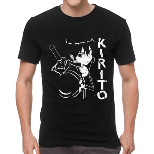 Sword Art Online Tshirt Men Novelty Tee Tops Cotton T Shirts Short Sleeve Anime Manga Kazuto Kirigaya Kirito T-shirts Clothing