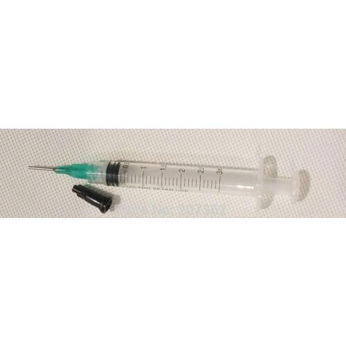 Pack of 20 x 3ml Luer lock Industrial Syringes W/ black tip cap and 18gauge blunt needle