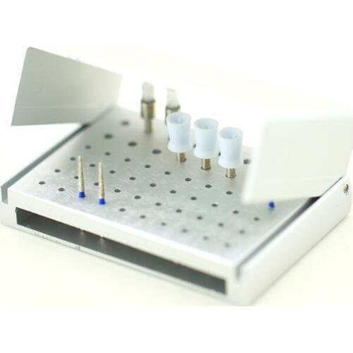 New 1Pc 58 holes Autoclavable High Speed Low speed Dental Burs Holder Dental Bur Receiver box Aluminum base