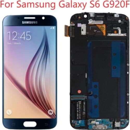 Original 5.1" Super AMOLED LCD For Samsung Galaxy S6 Display With Frame S6 SM-G920F LCD Touch Screen Panel Digitizer Assembly